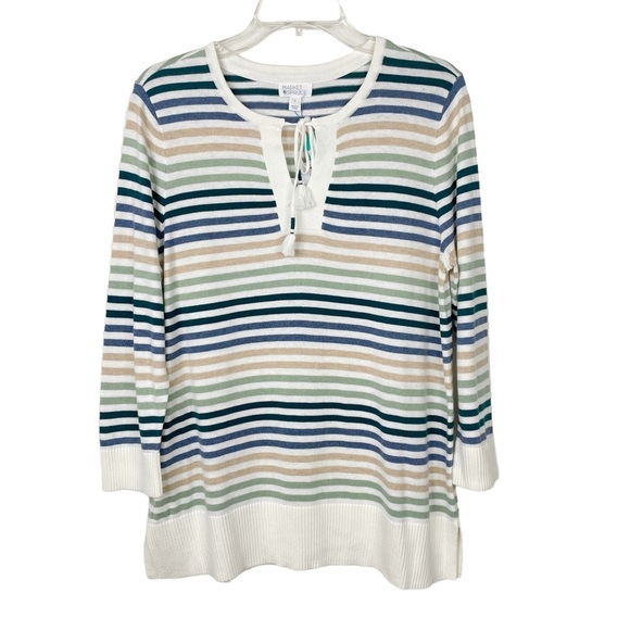 Stitch Fix l Market & Spruce Leila Split Neck Tassel Pullover, Large - Picture 1 of 10
